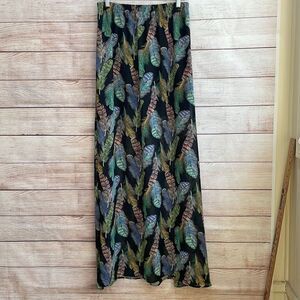 NEWBURY KUSTOM MODEST MAXI SKIRT IN FEATHER PRINT